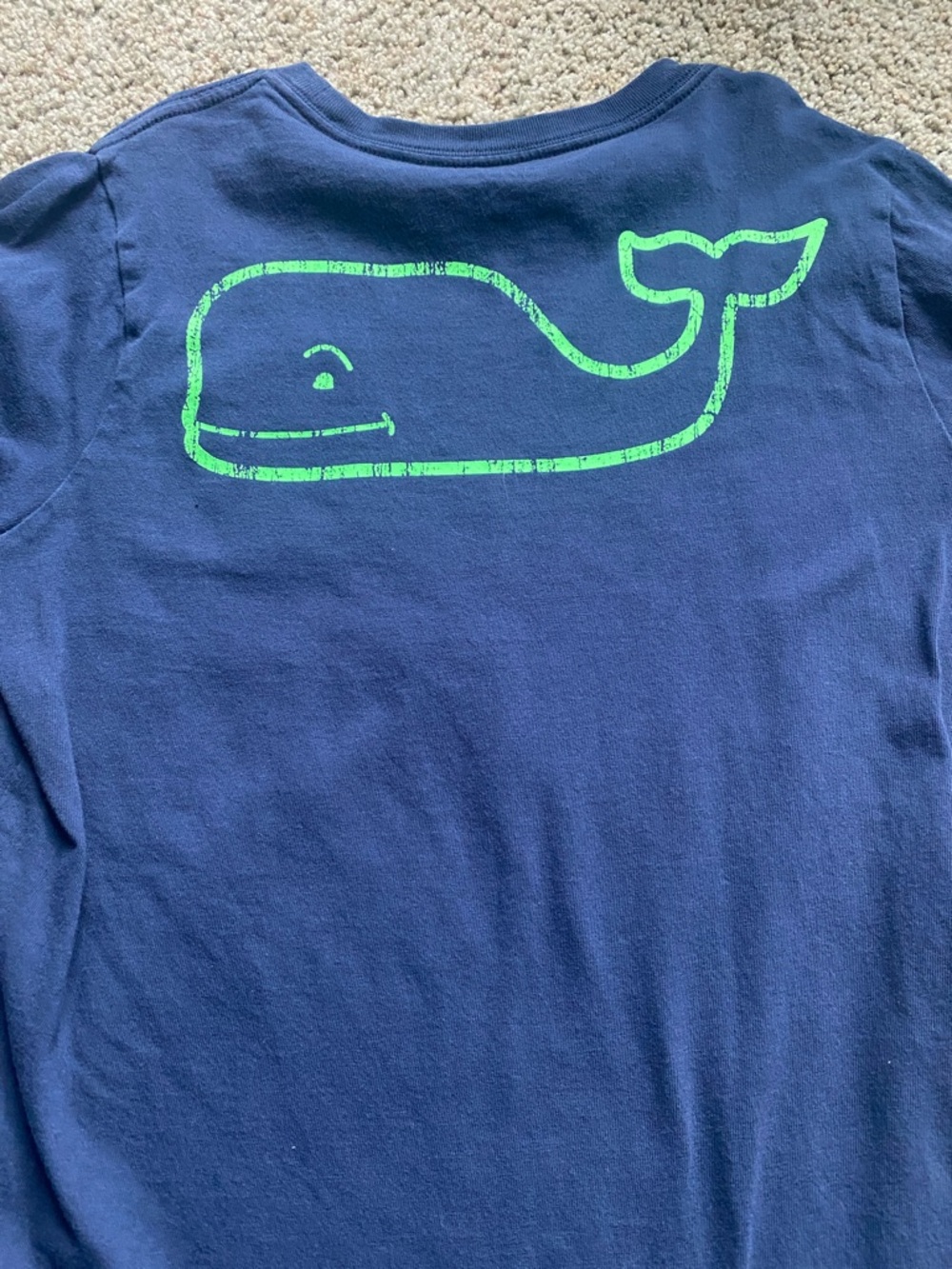 Vineyard Vines Navy Long-Sleeve Pocket Tee with Green Logo Sleeve small 8-10 - Picture 4 of 4